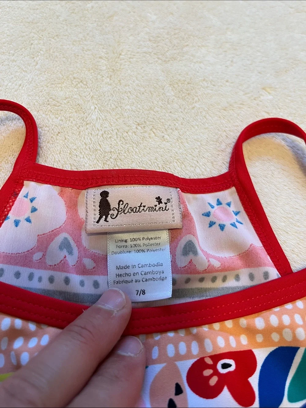Floatimini | Bright & Bold Red & Multicolor Girls 3-Piece Swim Set 7/8